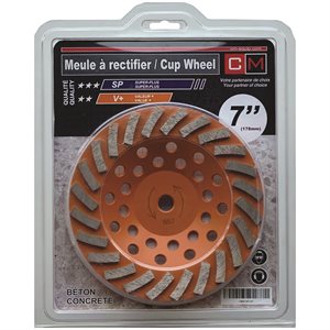 7" x 5 / 8-11 Cup Wheel -24Teeth -V+ quality