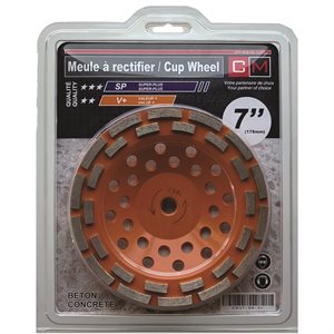 7" x 5 / 8-11 x Double-Rim Cup Wheel -V+ quality