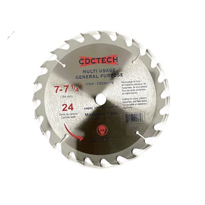 7 1 / 4"-5 / 8 Wood Cutting Blade, 24 Teeth